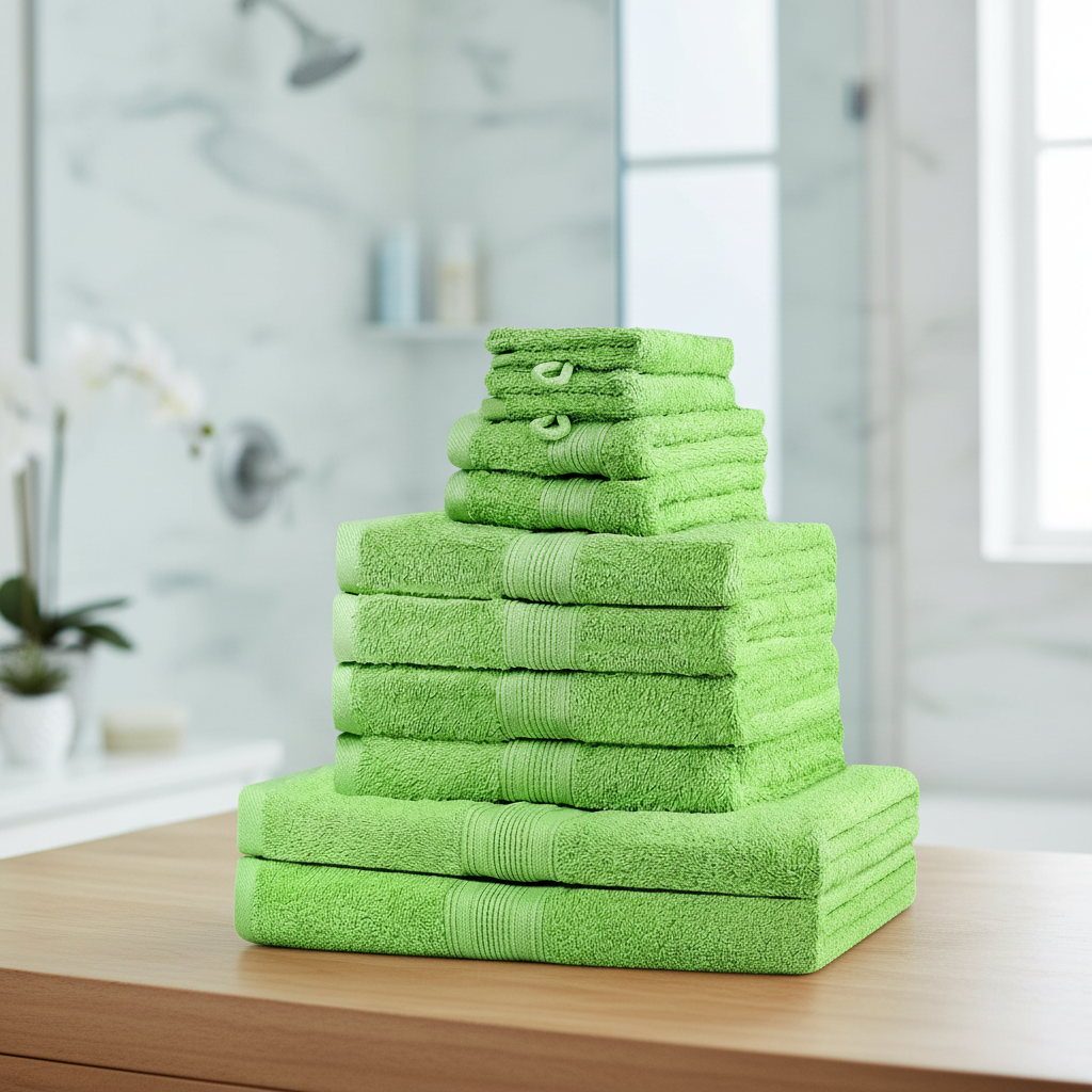 10 Piece Cotton Terry Towel Set for Bathroom with Absorbent Bath and Washcloths - Image 1