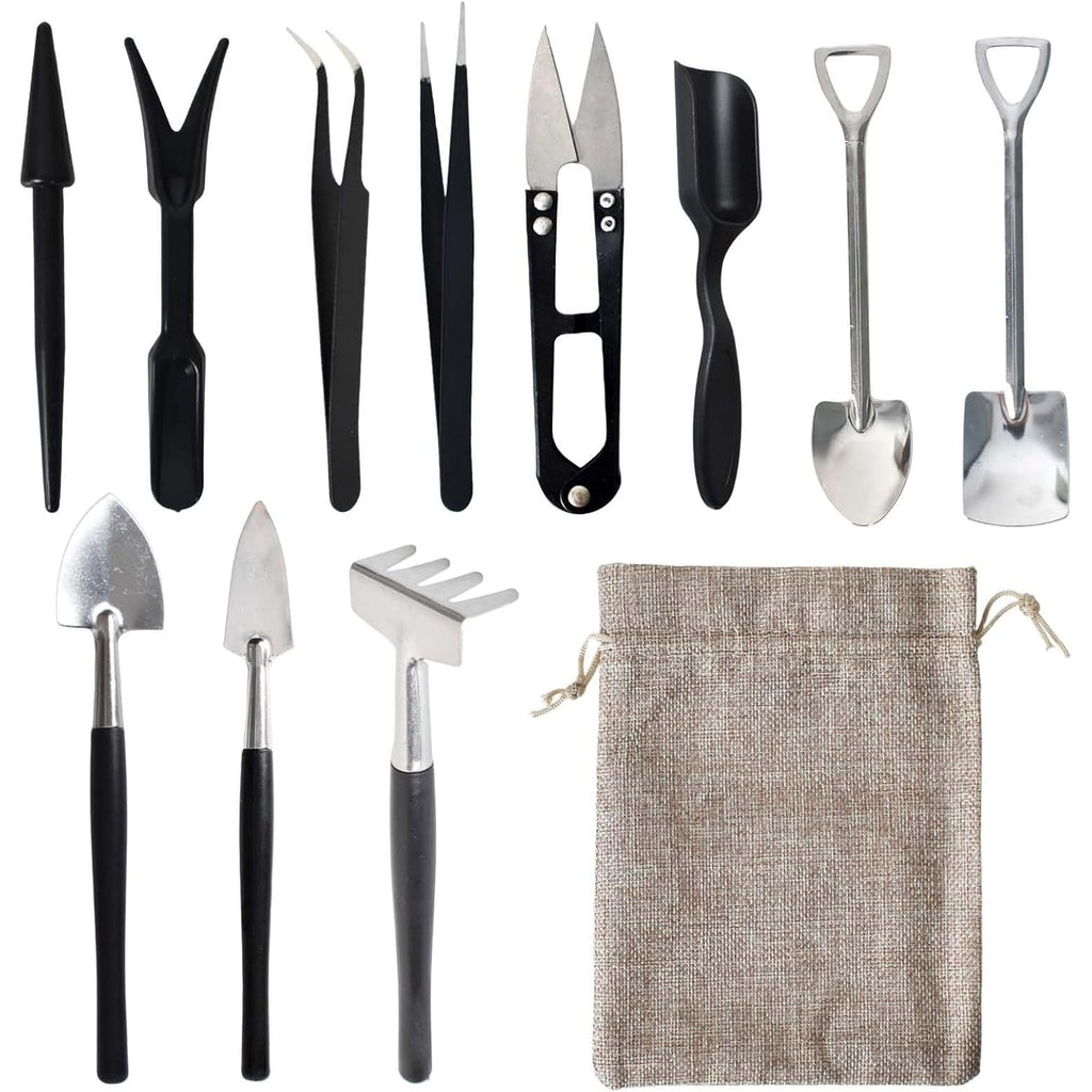 12-Piece Gardening Tool Set Kit with Stainless Steel Heads and Drawstring Pouch for Succulents - Image 1