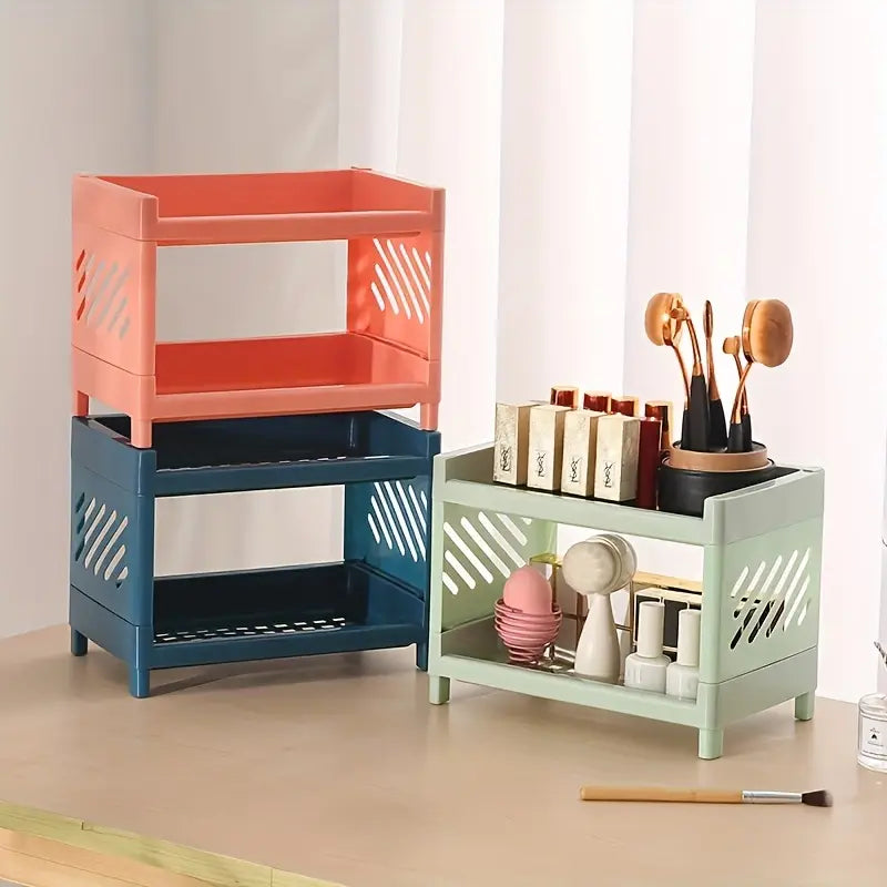 Compact Two Tier Multi Purpose Storage Organizer Shelf