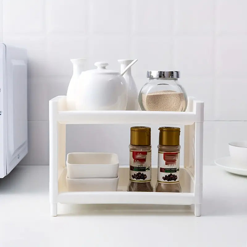 Compact Two Tier Multi Purpose Storage Organizer Shelf