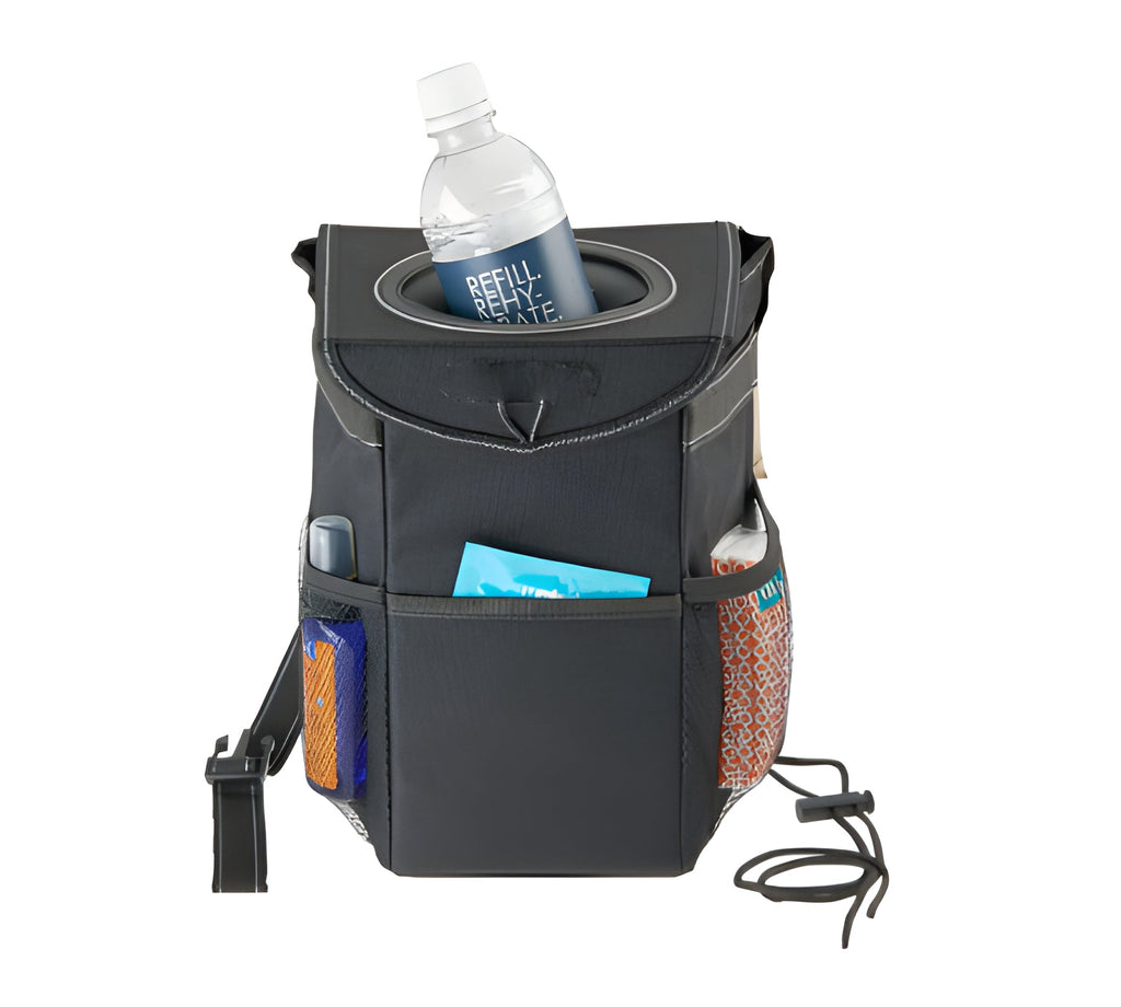 Compact Car Trash Bin Hanging Organizer with Storage Pockets
