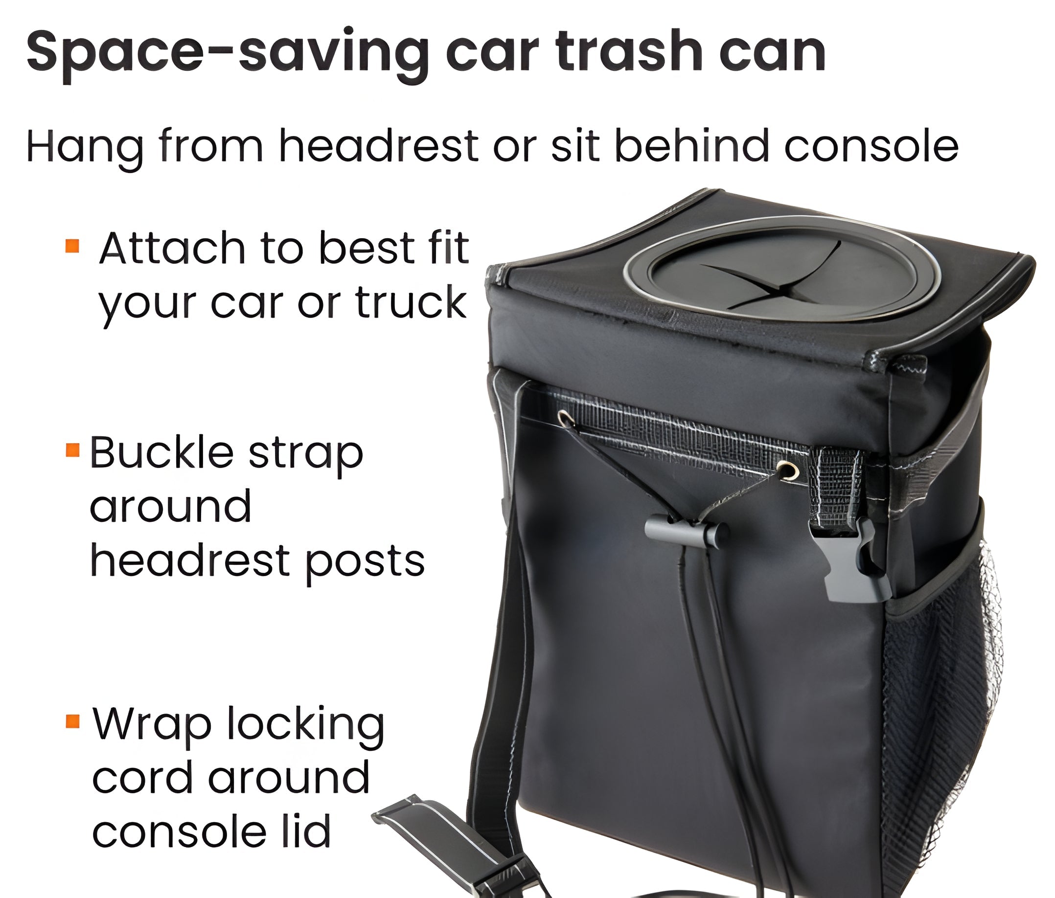 Compact Car Trash Bin Hanging Organizer with Storage Pockets