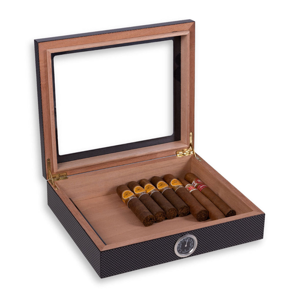 Cigar Humidor Storage Box with Hygrometer Display Lid