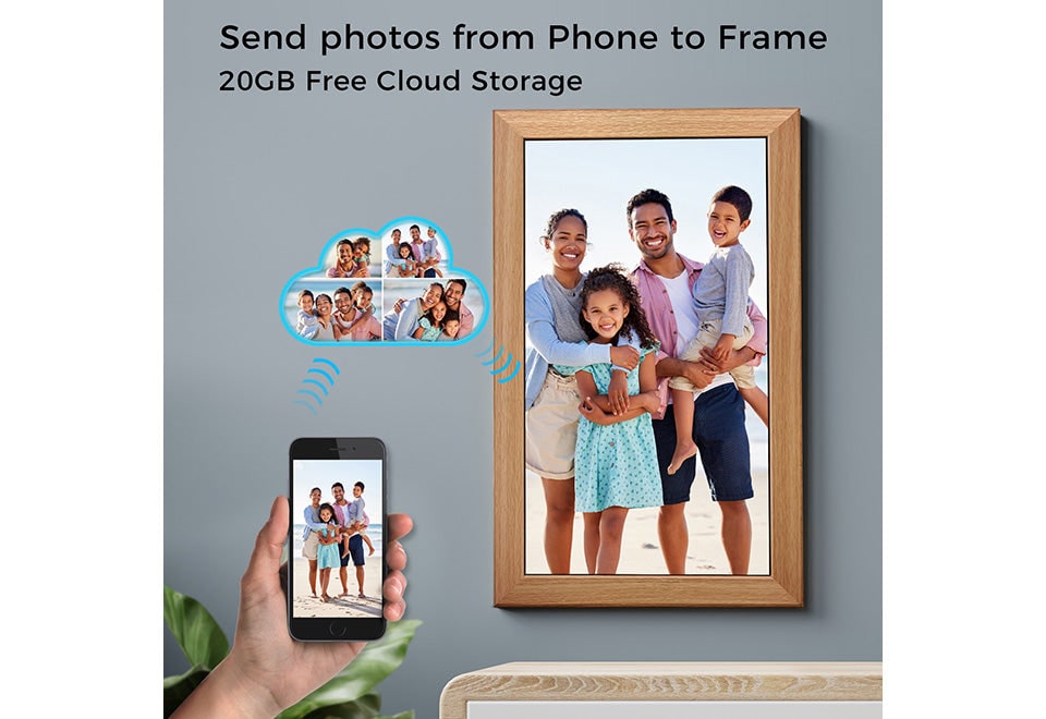 21.5" Large Smart Digital Picture Frame with Cloud Storage and Auto-Rotate 11 X 14 - Image 1