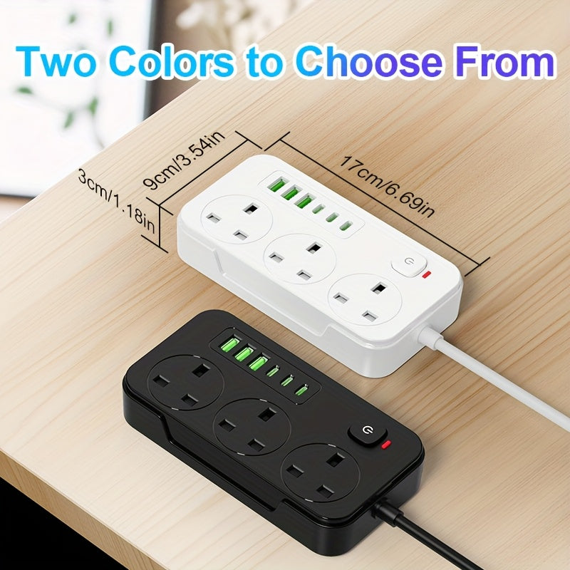 9 in 1 Surge Protected Power Socket 2M Cable 6 USB Ports