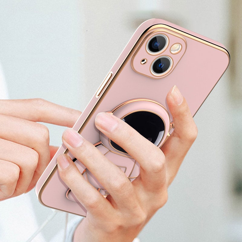 3D Astronaut Iphone Case with Strap and Wallet Pocket Anti-Drop Electroplated Kickstand - Image 1