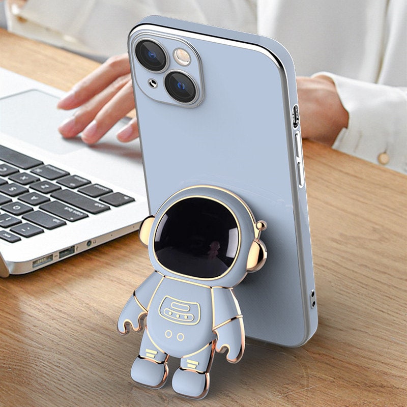 3D Astronaut Iphone Case with Strap and Wallet Pocket Anti-Drop Electroplated Kickstand - Image 10