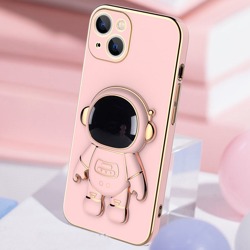 3D Astronaut Iphone Case with Strap and Wallet Pocket Anti-Drop Electroplated Kickstand - Image 7