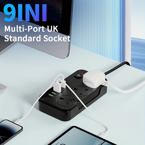 9 in 1 Surge Protected Power Socket 2M Cable 6 USB Ports