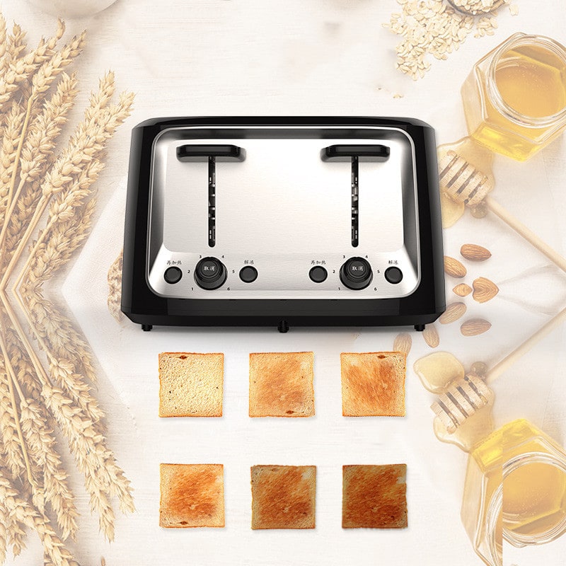 4 Slice Toaster Oven with Stainless Steel Top Dual Controls and Removable Cover - Image 2