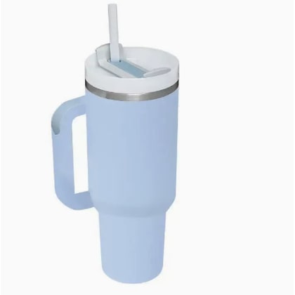 40 Oz Insulated Stainless Steel Tumbler with Handle Lid and Straw Vacuum Coffee Cup - Image 1