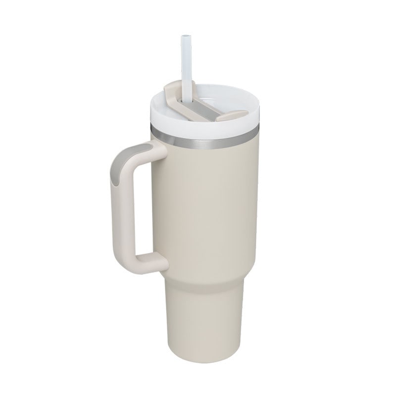 40 Oz Insulated Stainless Steel Tumbler with Handle Lid and Straw Vacuum Coffee Cup - Image 3