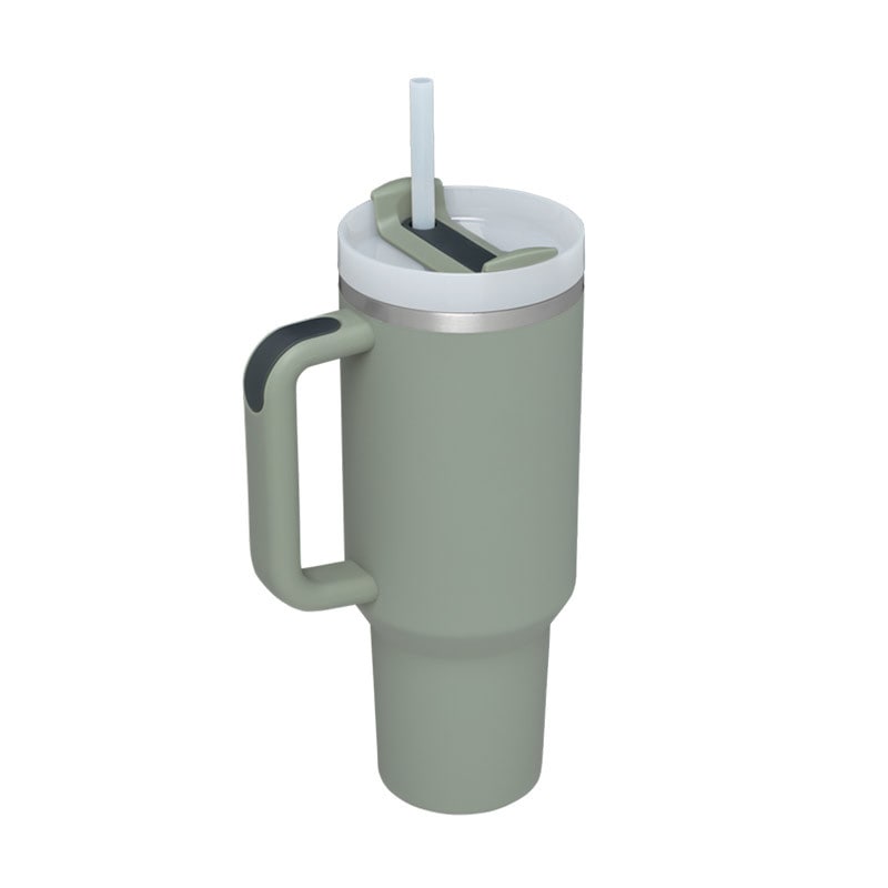 40 Oz Insulated Stainless Steel Tumbler with Handle Lid and Straw Vacuum Coffee Cup - Image 7