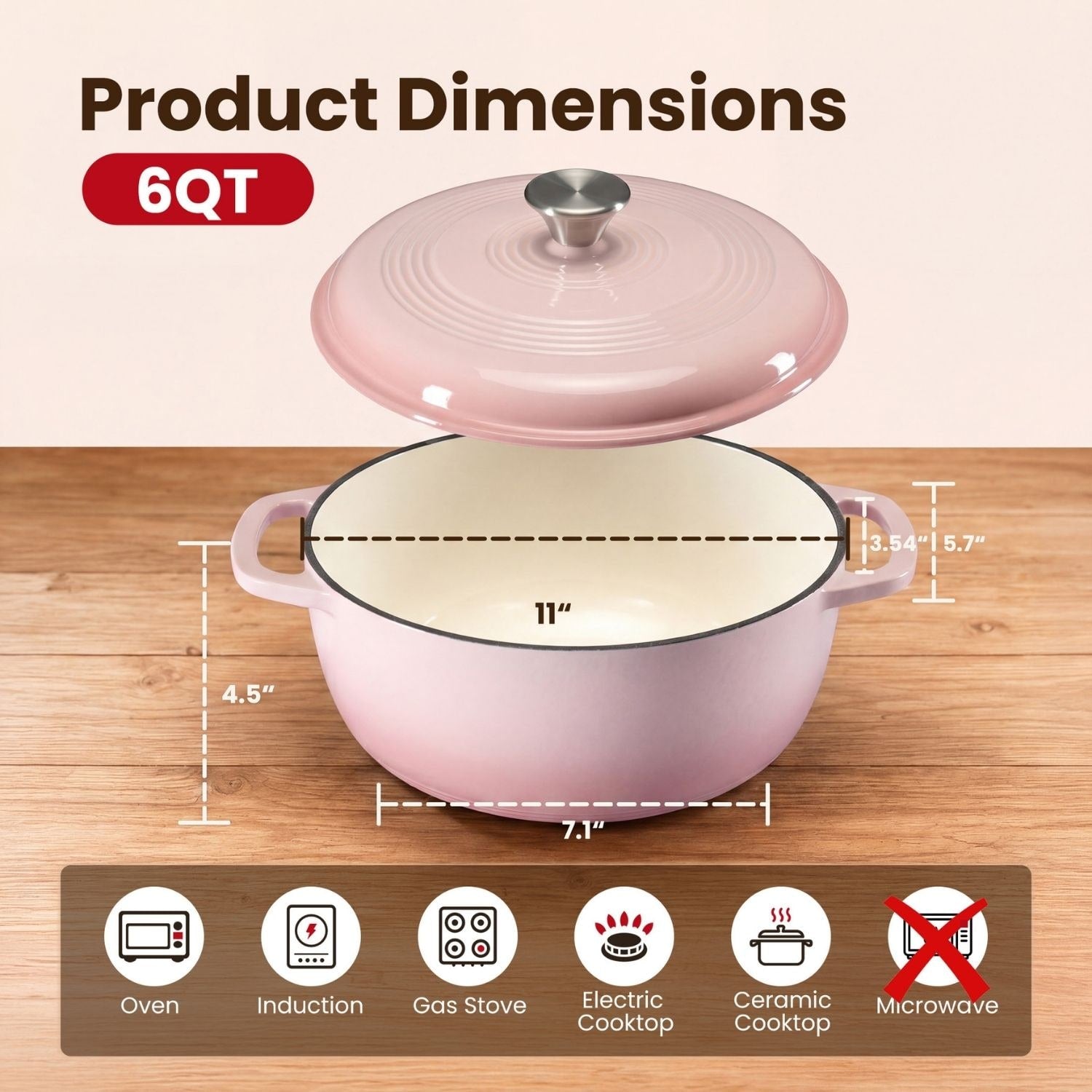 6-Quart Enameled Cast Iron Dutch Oven Pot with Lid for Braising and Bread Baking - Image 10