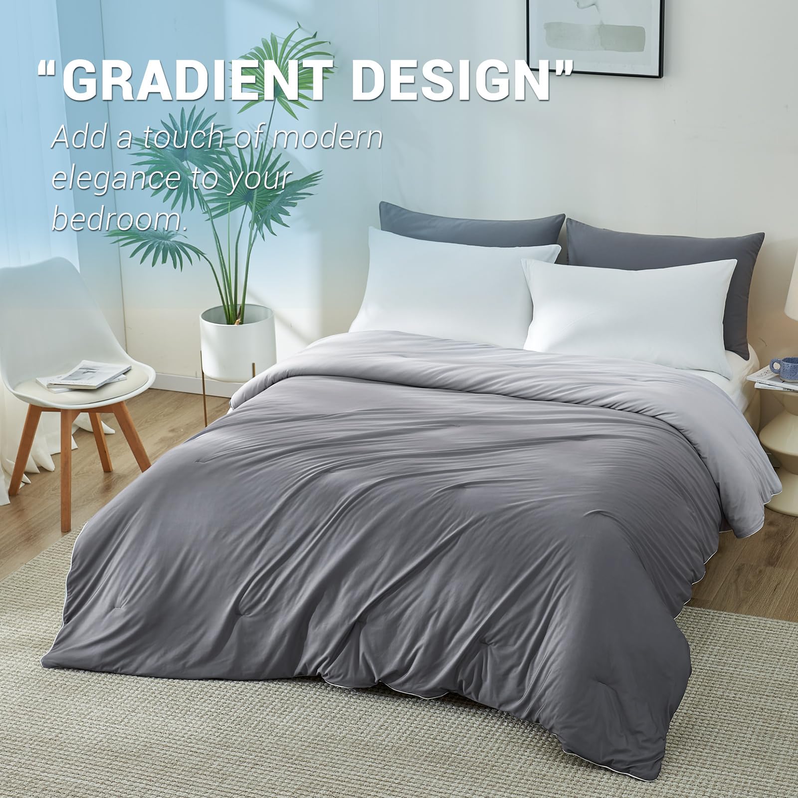 Cooling Comforter Breathable Soft Gradient Gray Design