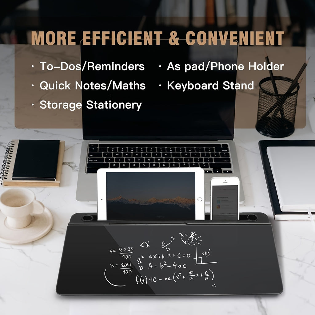 Plexiglass Glass Dry Erase Board with Magnetic Whiteboard Desktop Organizer and Storage