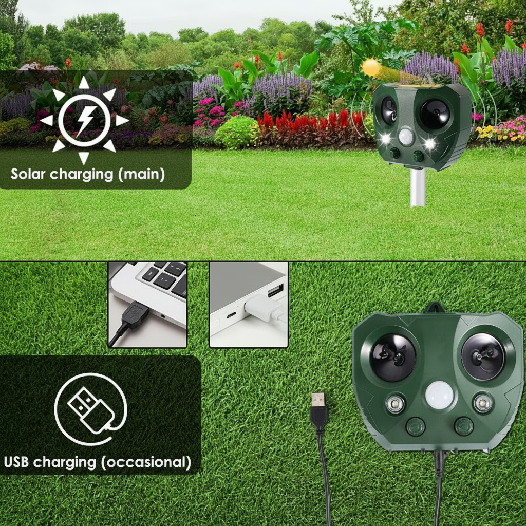 Ultradźwiękowy odstraszacz ptaków do ogrodu Solar Bird Repeller