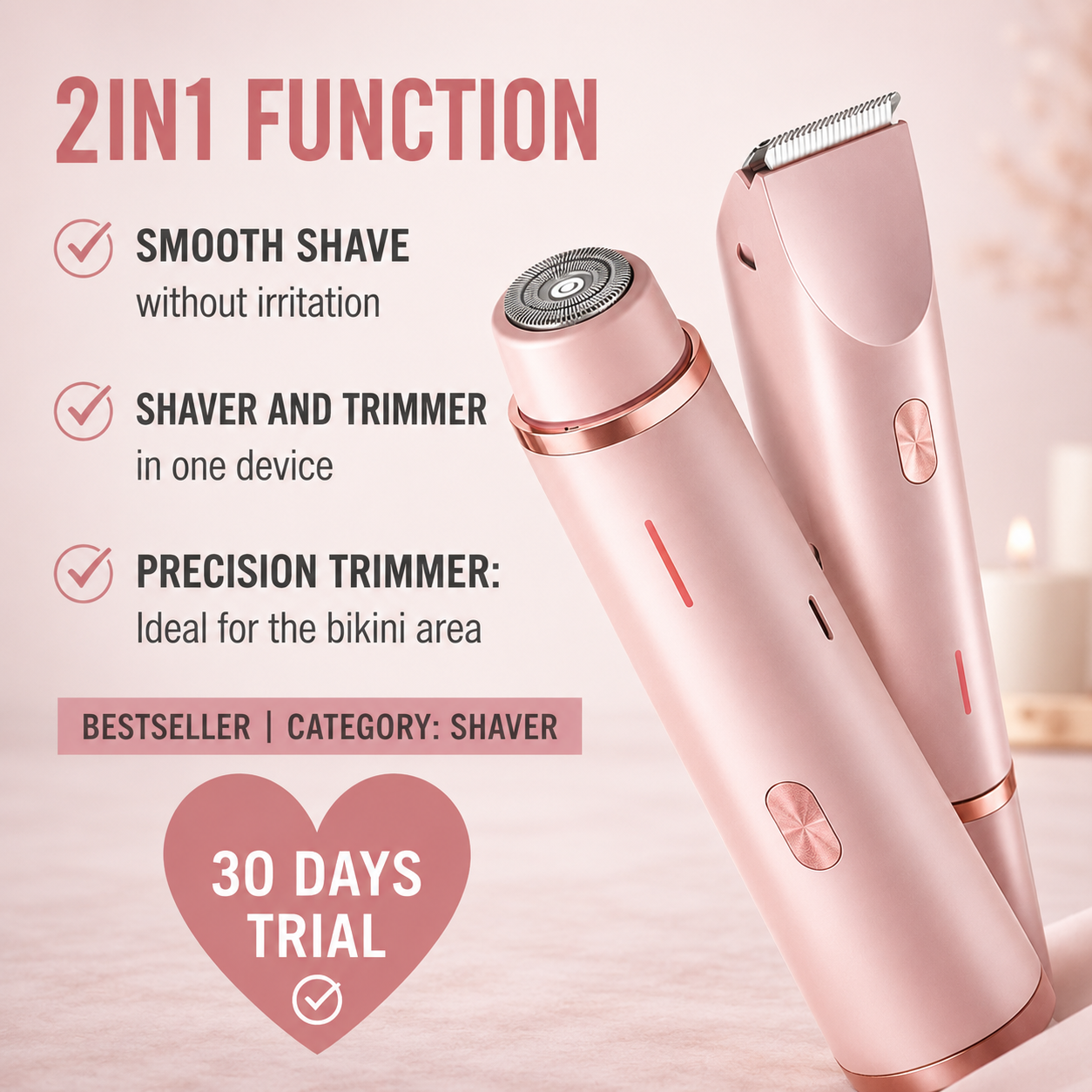 Women's Rechargeable Electric Body Grooming Shaver