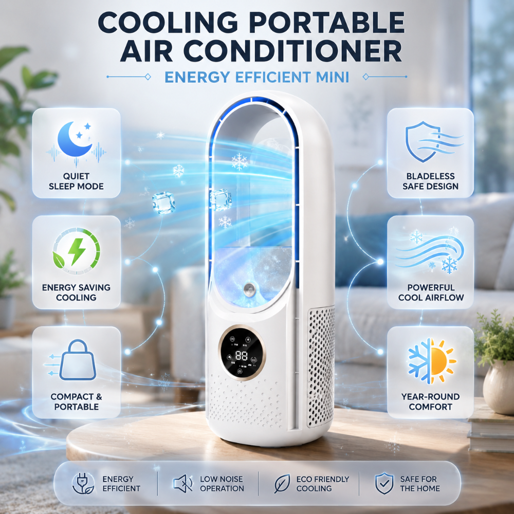 Portable Bladeless Air Cooler with Heating Function