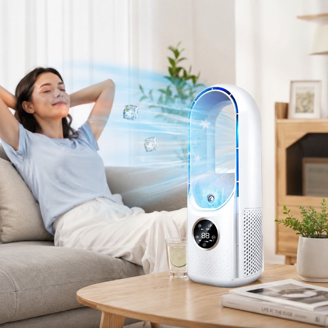 Portable Bladeless Air Cooler with Heating Function
