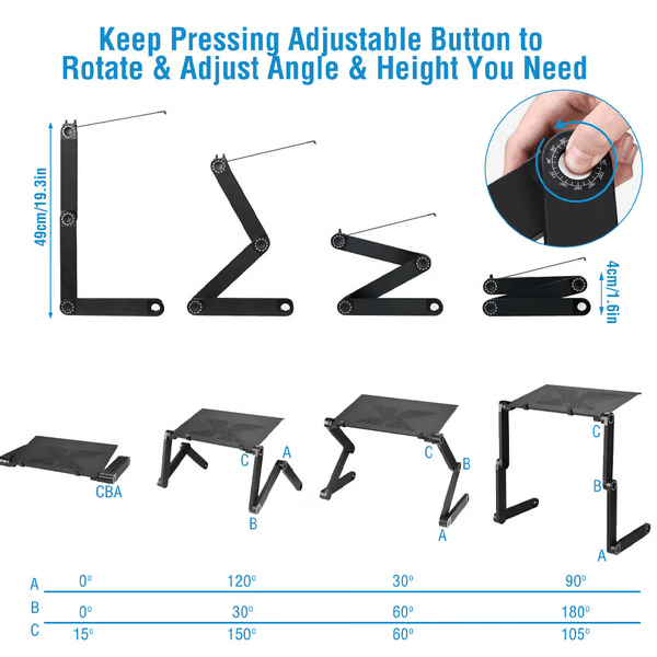 Adjustable 360 Degree Ergonomic Laptop Stand Portable Desk