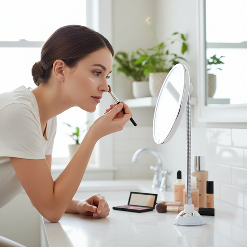 Bathroom Mirror LED Magnifying Mirror Adjustable Arm