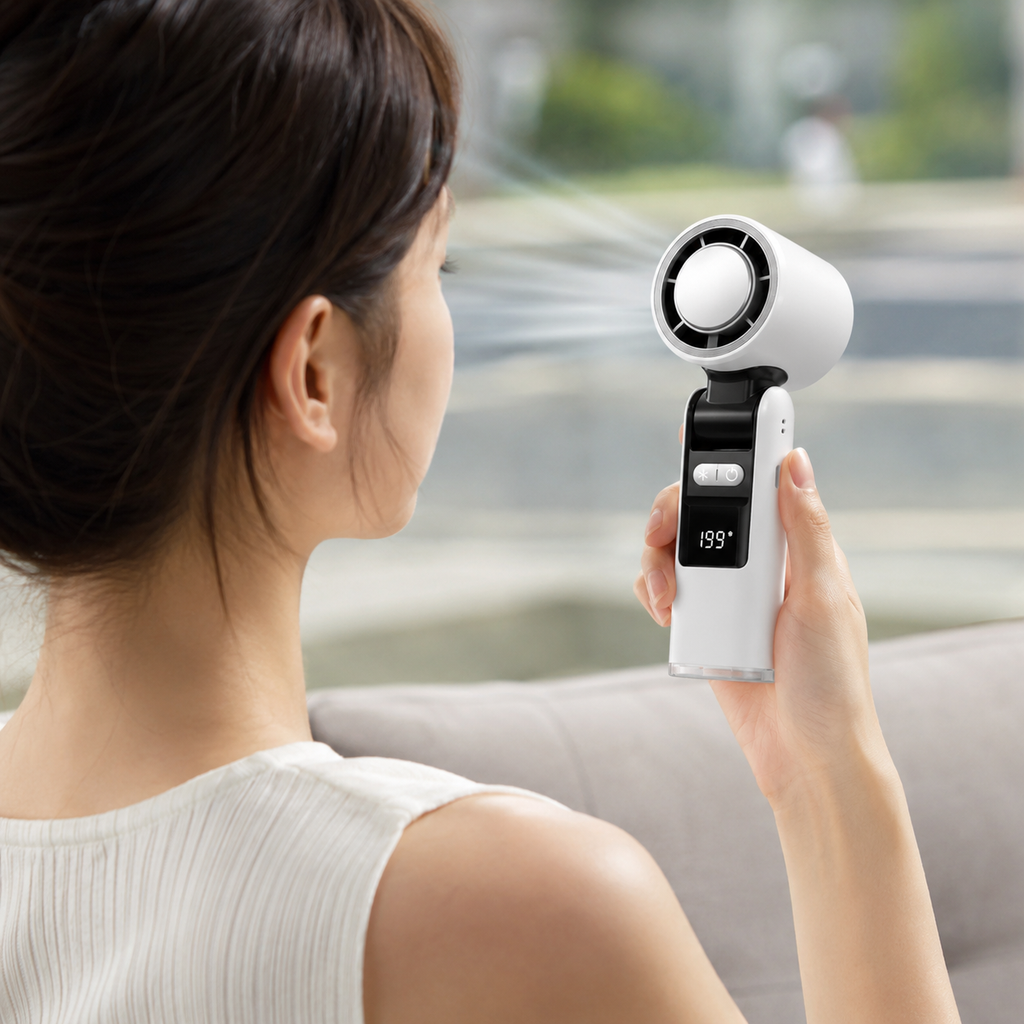 Portable Handheld Cooling Fan With Digital Display