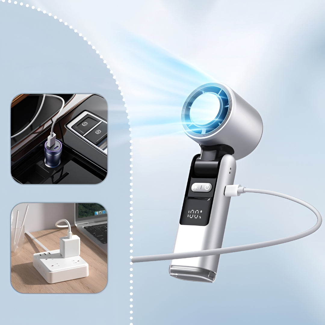 Portable Handheld Cooling Fan With Digital Display