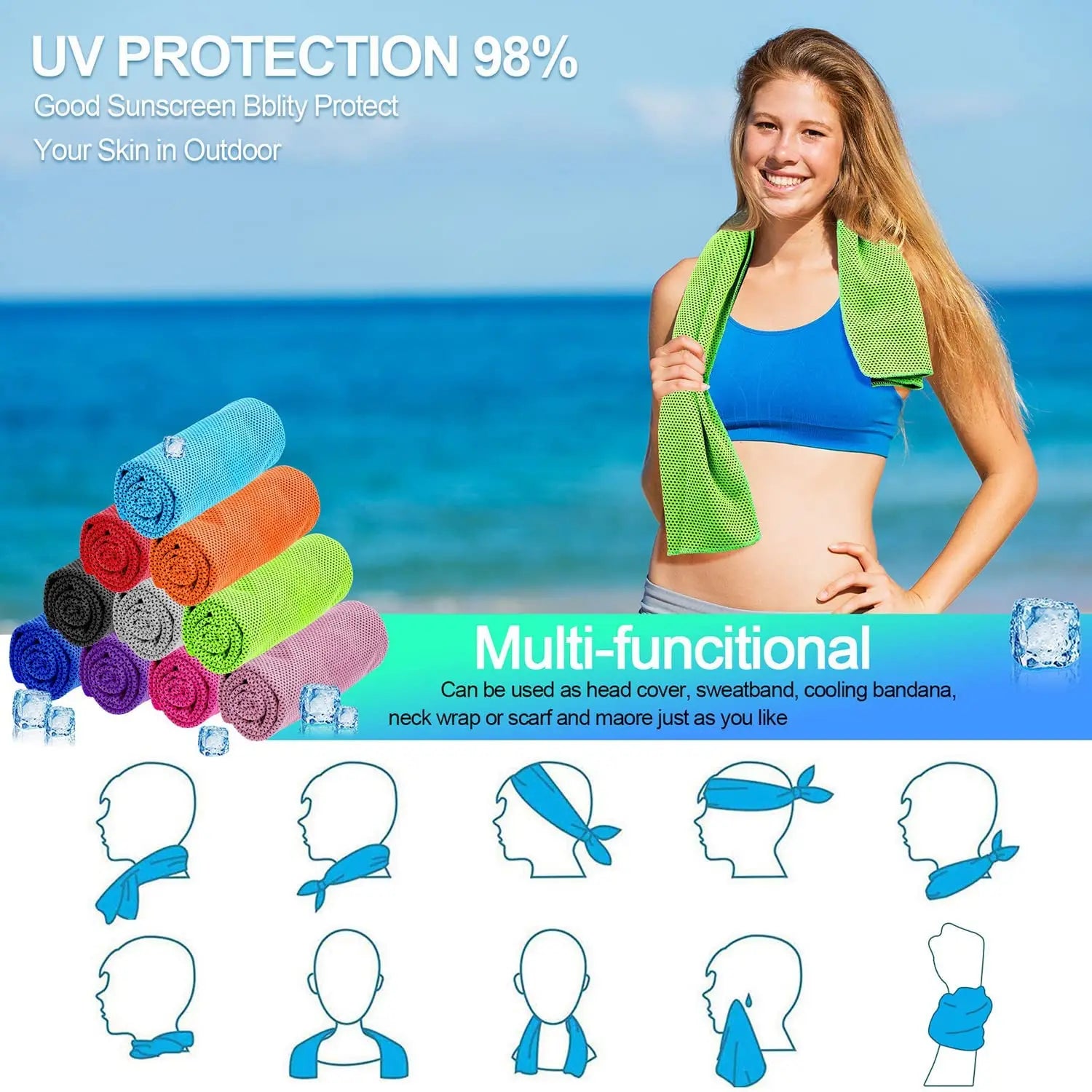 Quick Dry Cooling Towel with Textured Dot Pattern