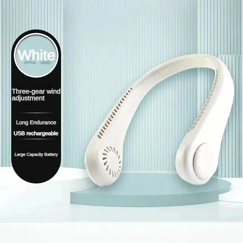 Portable USB Hanging Neck Fan LED Display 8000mAh Battery