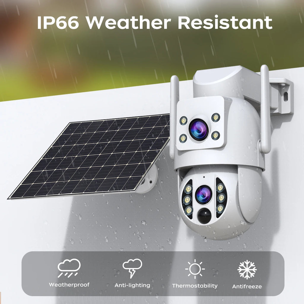 4K Dual Lens Solar Powered Outdoor Security Camera