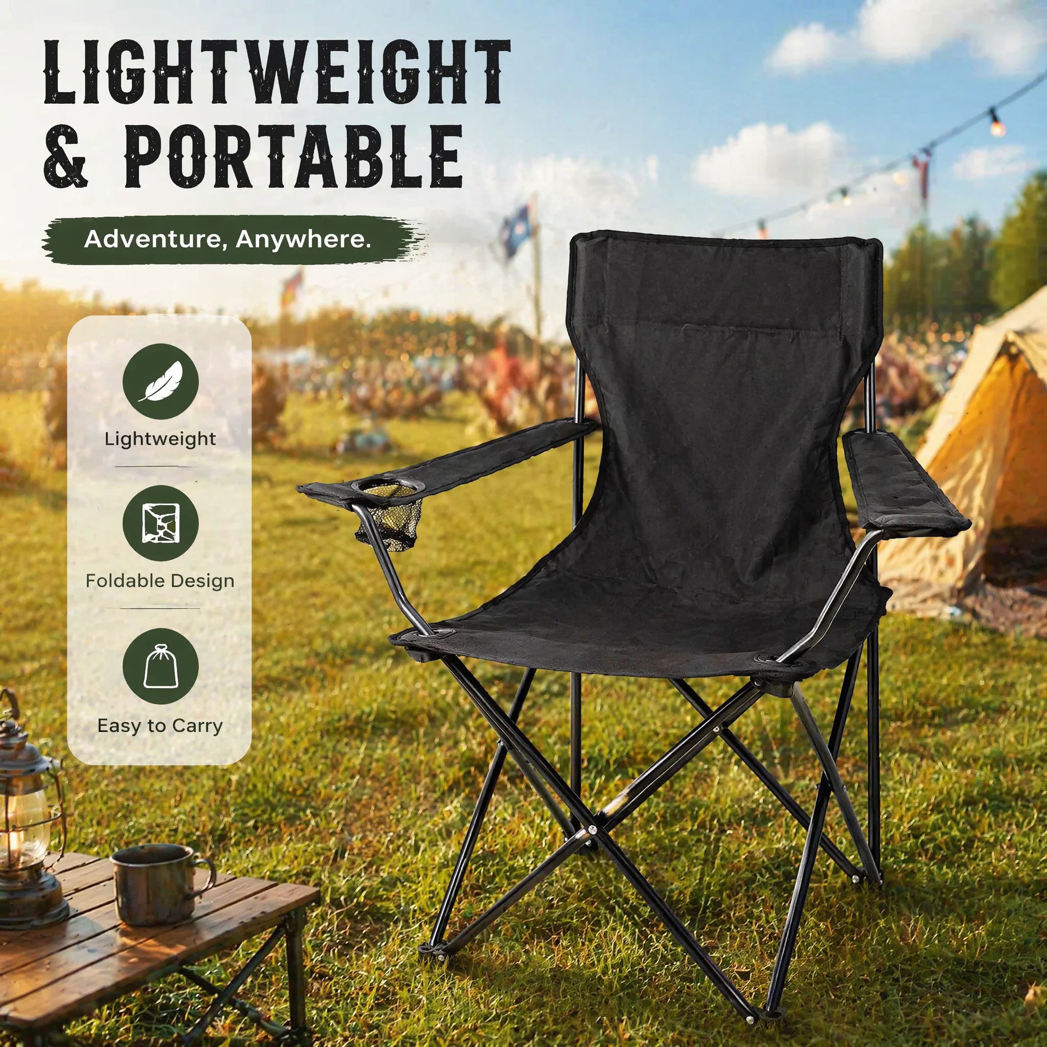 Compact Folding Outdoor Chair with Carry Bag