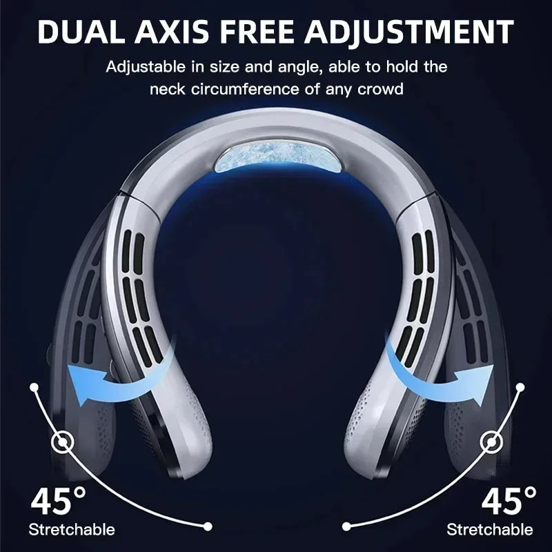 Portable Rechargeable Hanging Neck Fan LED Display 8000mAh