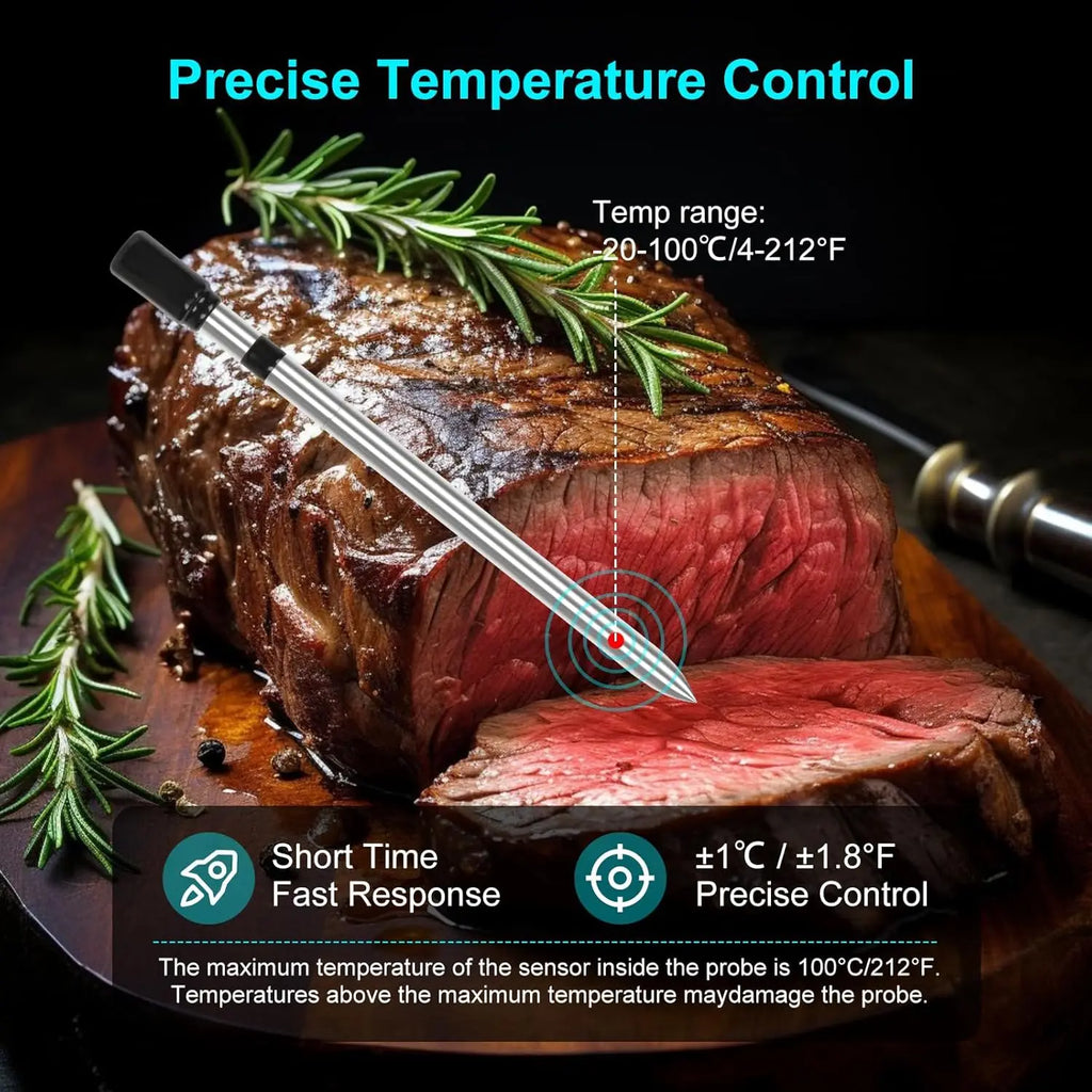 Bluetooth Wireless Meat Thermometer Dual Sensor 150m Range