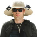 Wide Brim Sun Hat with Dual Solar Powered Fans