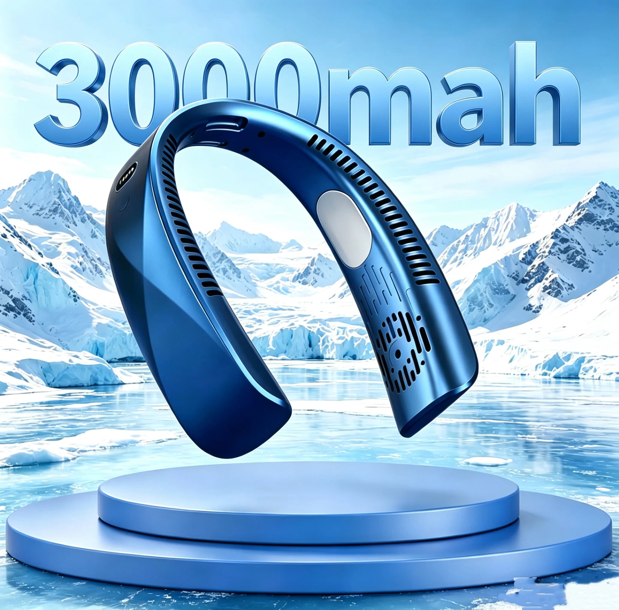 Portable USB Hanging Neck Fan LED Display 8000mAh Battery