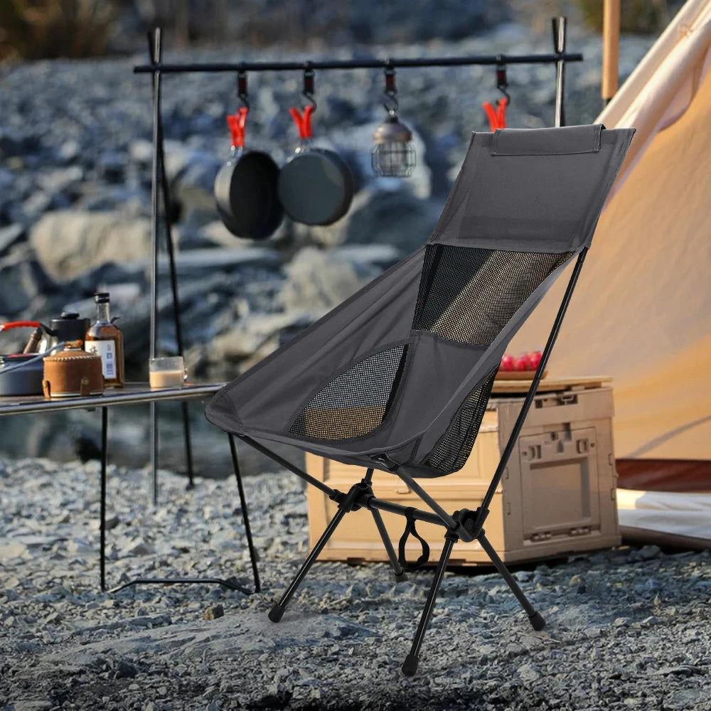 Foldable Outdoor Chair with High Back and Carry Bag