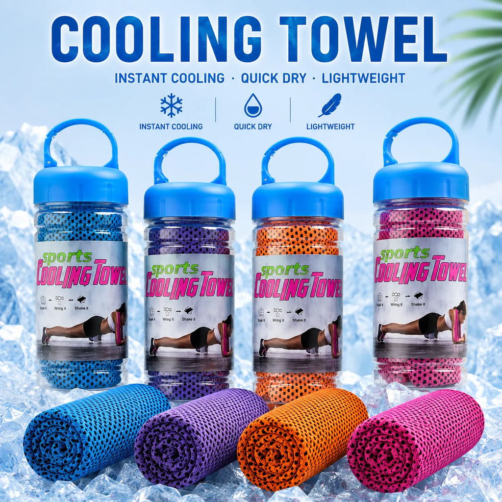 Portable Quick Dry Cooling Towel with Storage Bottle