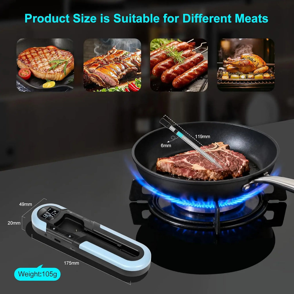 Bluetooth Wireless Meat Thermometer Dual Sensor 150m Range
