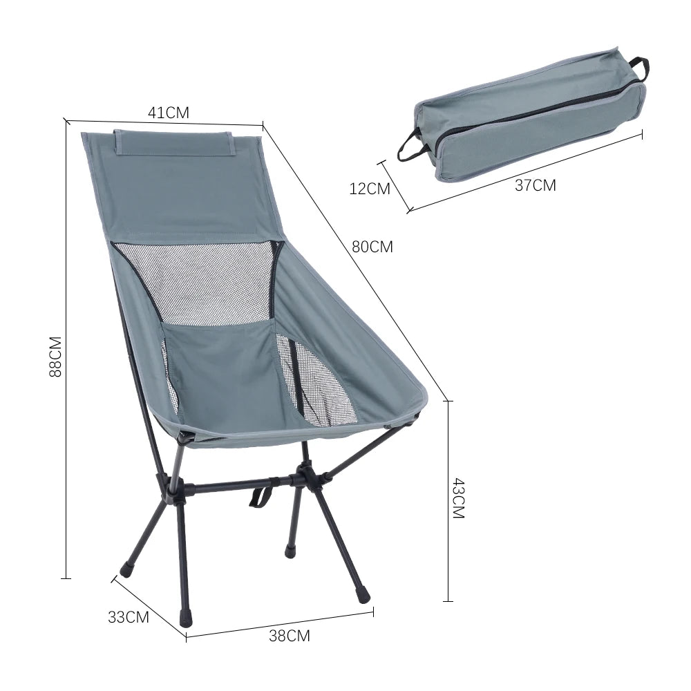 Foldable Outdoor Chair with High Back and Carry Bag