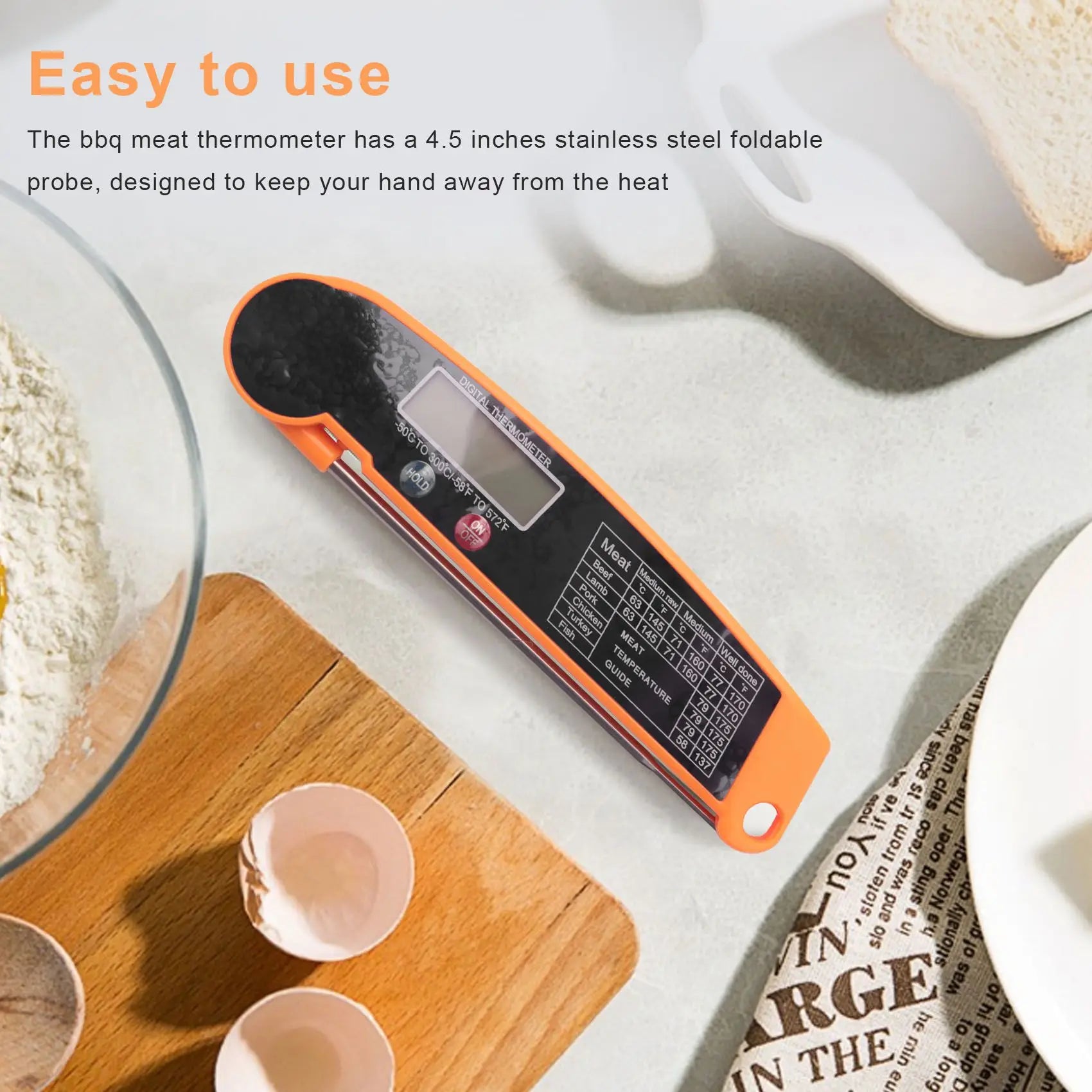 Digital Instant Read Food Thermometer with Folding Probe