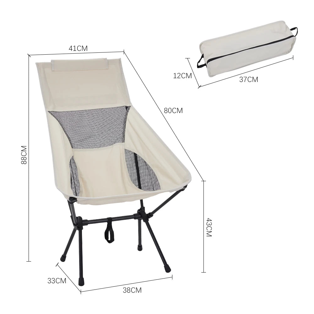 Foldable Outdoor Chair with High Back and Carry Bag