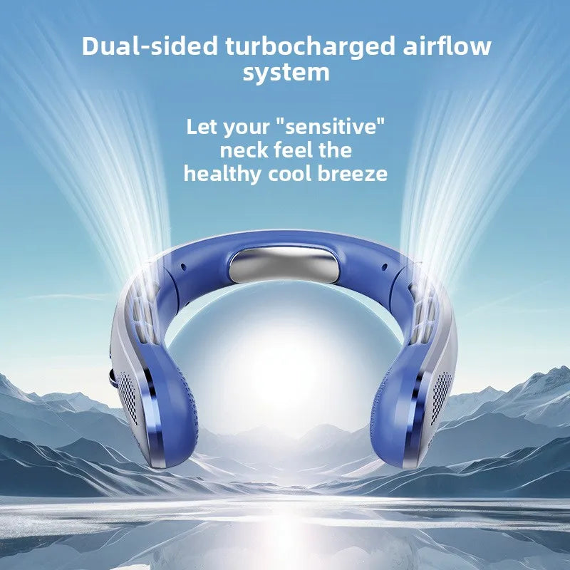 Portable Rechargeable Hanging Neck Fan LED Display 8000mAh