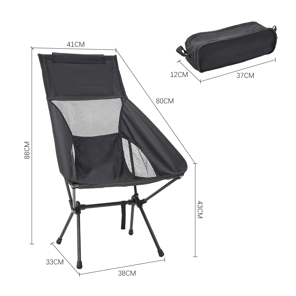 Foldable Outdoor Chair with High Back and Carry Bag