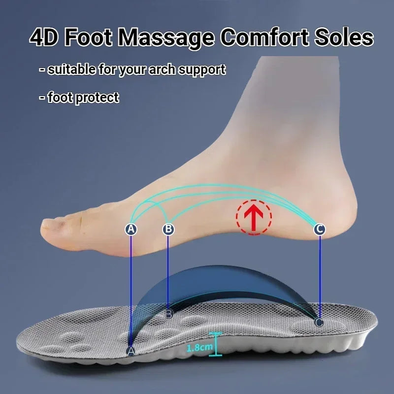 4D-Massage-Schuhsohlen mit Fußgewölbeunterstützung und Stoßdämpfung