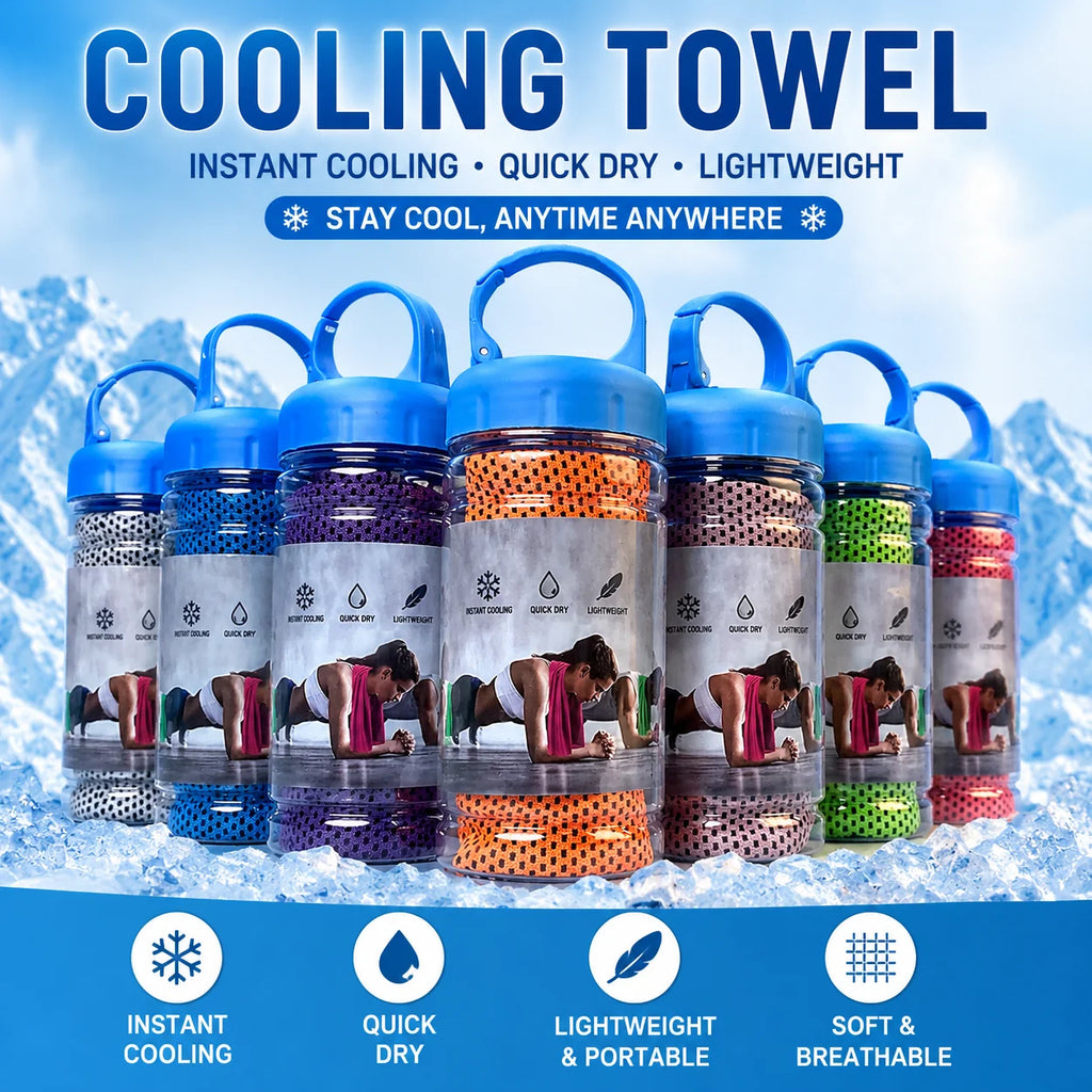 Portable Quick Dry Cooling Towel with Storage Bottle
