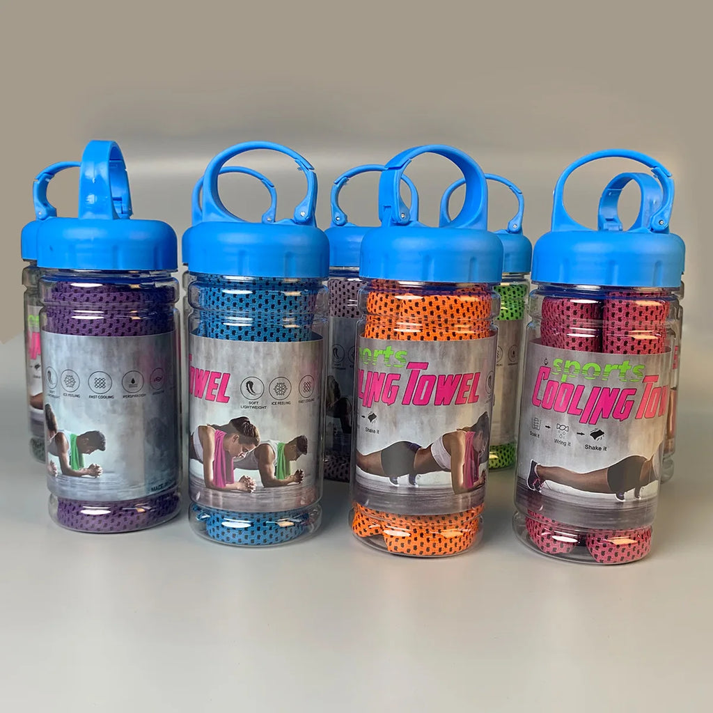 Portable Quick Dry Cooling Towel with Storage Bottle