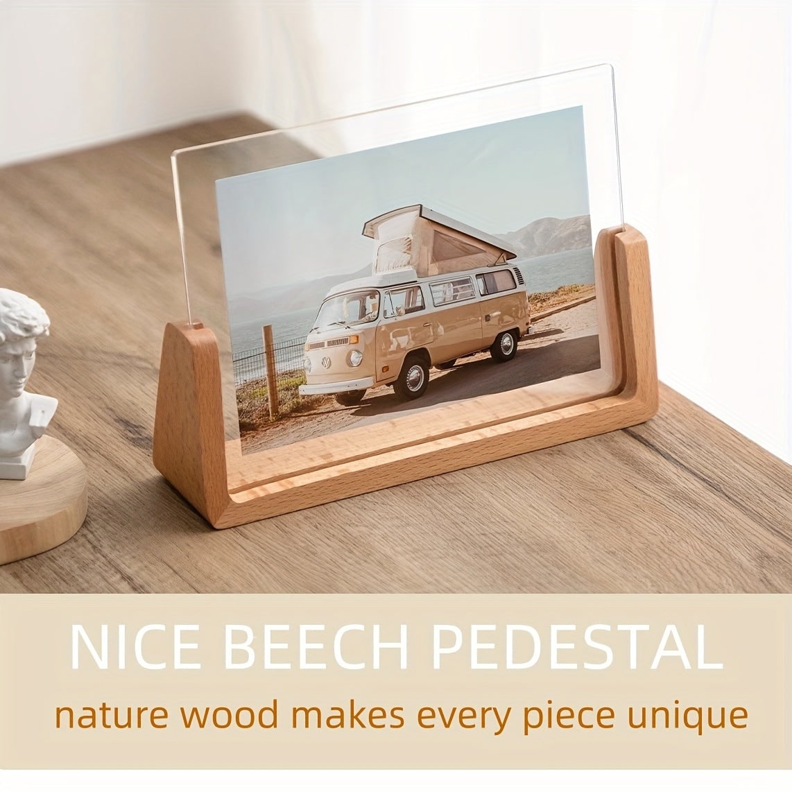 Acrylic Photo Frame with Wooden U-Shaped Base Modern Tabletop Display for Pictures 8x12 - Image 11