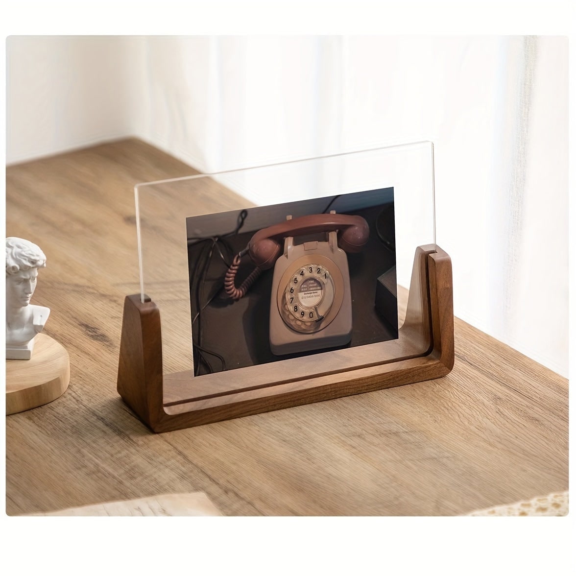 Acrylic Photo Frame with Wooden U-Shaped Base Modern Tabletop Display for Pictures 8x12 - Image 8