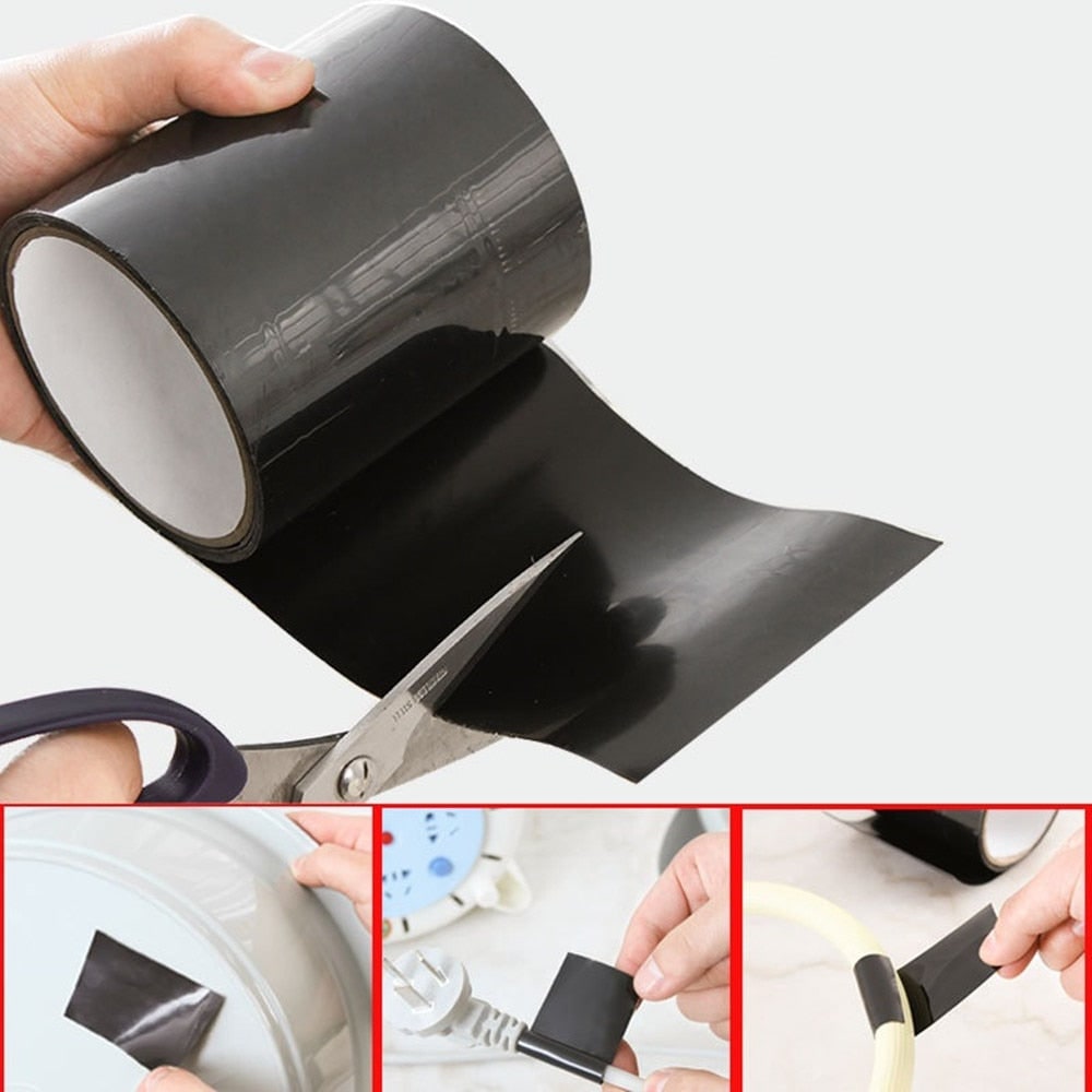 Adhesive Waterproof Tape Strong Rubberized Leak Repair Roll Outdoor Hoses - Image 1